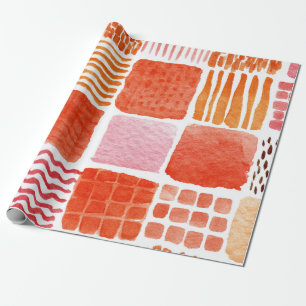 Playful Watercolor Squares Warm Boho Abstract Wrapping Paper