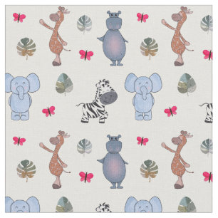 Playful Watercolour Safari Animals v.1 fabric