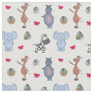 Playful Watercolour Safari Animals v.1 fabric