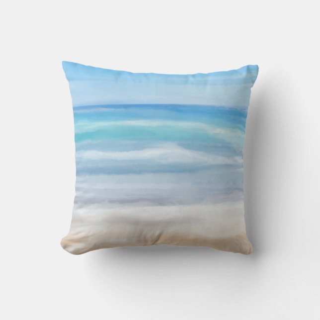 Playful Waves On A Sunny Day At The Beach Cushion (Front)