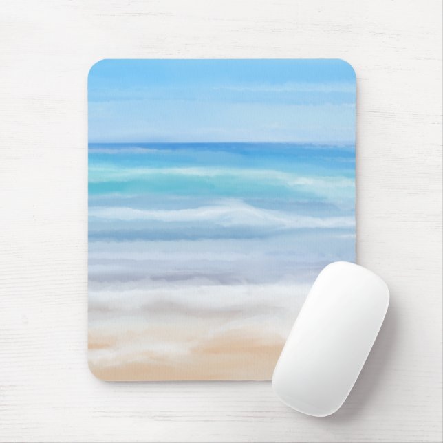 Playful Waves On A Sunny Day At The Beach Mouse Mat (With Mouse)