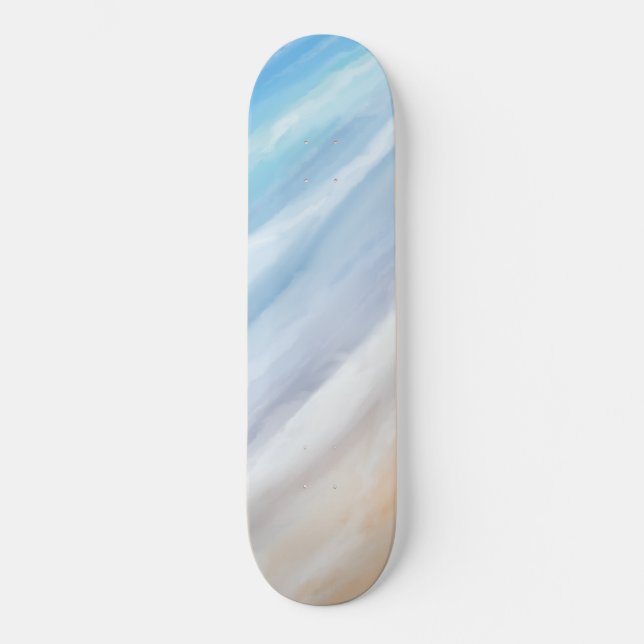 Playful Waves On A Sunny Day At The Beach  Skateboard (Front)