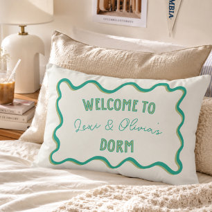 Playful Wavy Border College Roommate Dorm Decorative Cushion