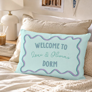 Playful Wavy Border College Roommate Dorm Decorative Cushion