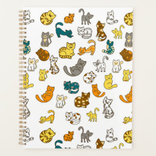 Playful Whimsical Dotted and Striped Cats Planner