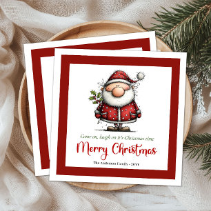 Playful Whimsical Santa Humour Christmas Paper  Napkin