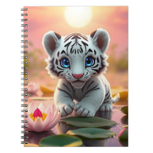 Playful White Tiger Cub in India's Wetlands  Notebook