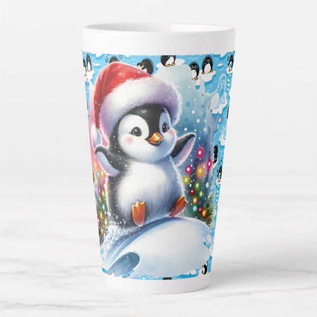  Playful Winter Penguins  Latte Mug (Front)