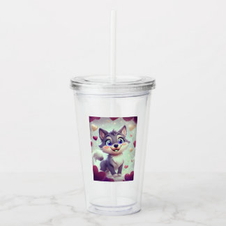 Playful Wolf  Acrylic Tumbler
