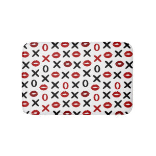 Playful XO & Red Lips Modern Love Pattern Bath Mat
