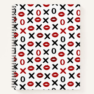 Playful XO & Red Lips Modern Love Pattern Notebook