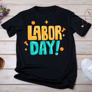 Playful Yellow and Teal Labour Day T-Shirt