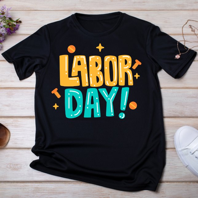 Playful Yellow and Teal Labour Day T-Shirt (Creator Uploaded)