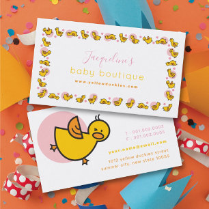 Playful Yellow Baby Duckies Ducklings & Pink Dots Business Card