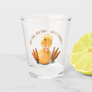 Playful Yellow Duck Wink Shot Glass Smile Fun