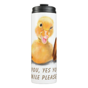 Playful Yellow Duckling Thermal Tumbler Smile