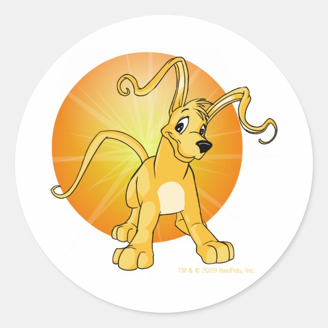 Playful yellow Gelert Classic Round Sticker (Front)
