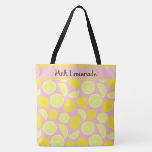 Playful Yellow Pink Tropical Lemon Art Tote Bag