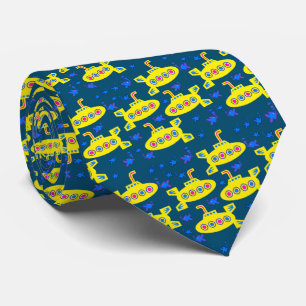 Playful Yellow Submarines Deep Sea Blue Tie
