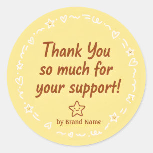 Playful Yellow Thank You Business Sticker