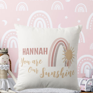 Playful You are Our Sunshine Boho Rainbow Cushion