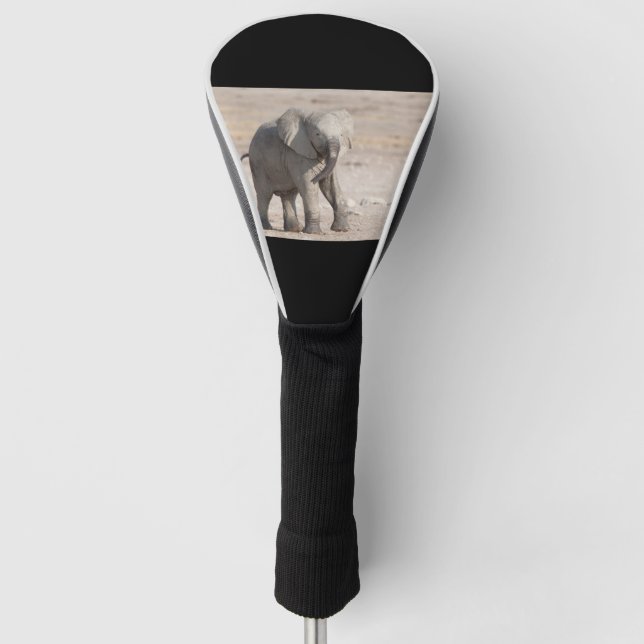 Playful young elephant golf head cover (Front)