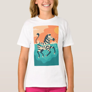 Playful Zebra Swimming in the Turquoise Sea T-Shirt