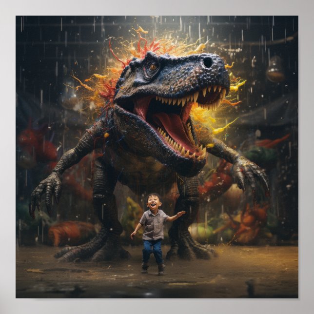 Playfully Majestic: Giant Dinosaur and Little Chin Poster (Front)