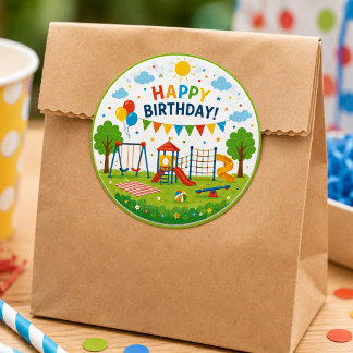 Playground Adventure 6th Birthday Park Party Classic Round Sticker
