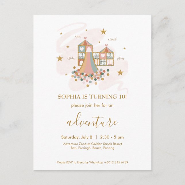 Playground Adventure Party Invitation Postcard (Front)