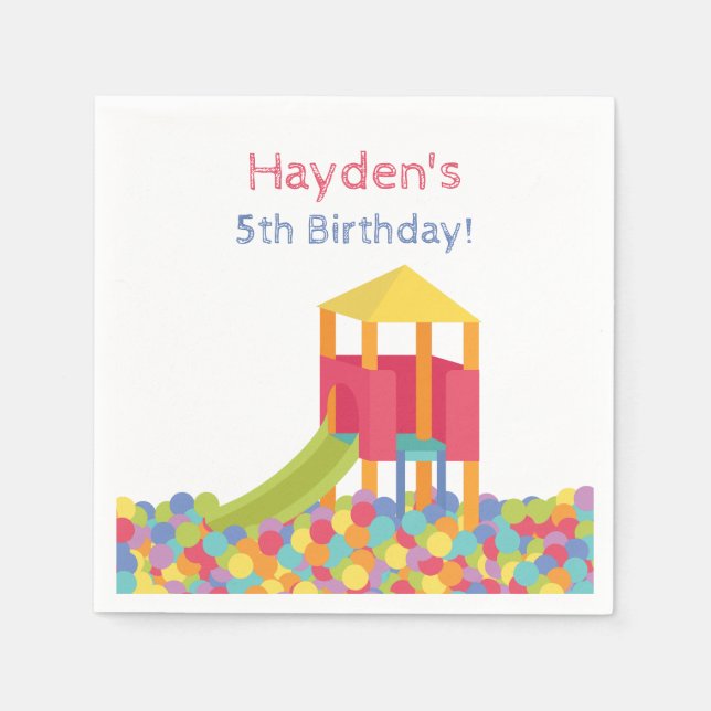 Playground Ball Pits Kid Birthday Party Napkins (Front)