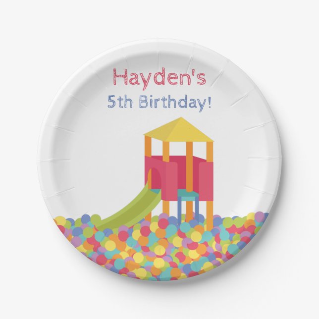Playground Ball Pits Kid Birthday Party Supplies Paper Plate (Front)