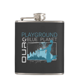Playground Basket Ball Player Planet Earth  Vibes  Hip Flask