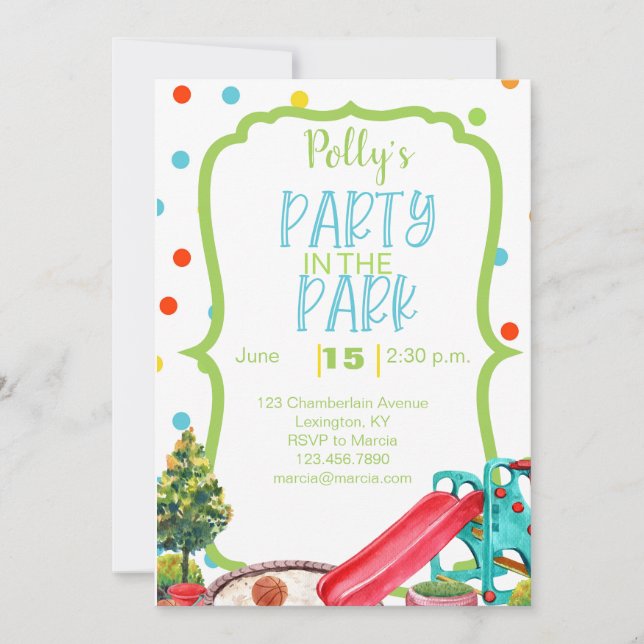 Playground Birthday Party Invitation Park Outdoors (Front)