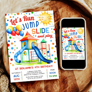 Playground Birthday - Run Jump Slide Play Invitation