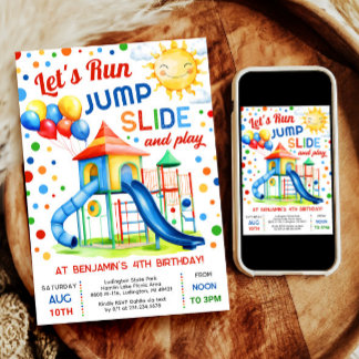 Playground Birthday - Run Jump Slide Play Invitation
