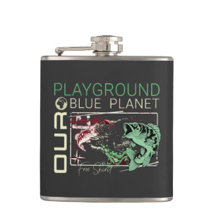Playground Fishing Nature Planet Earth Good Vibes  Hip Flask