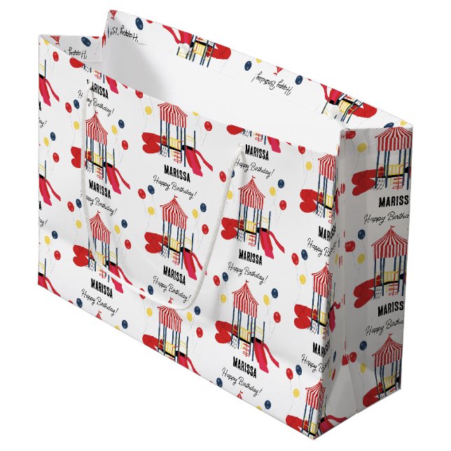 Playground Kids Boys Girls Birthday Custom Name Large Gift Bag (Front Angled)