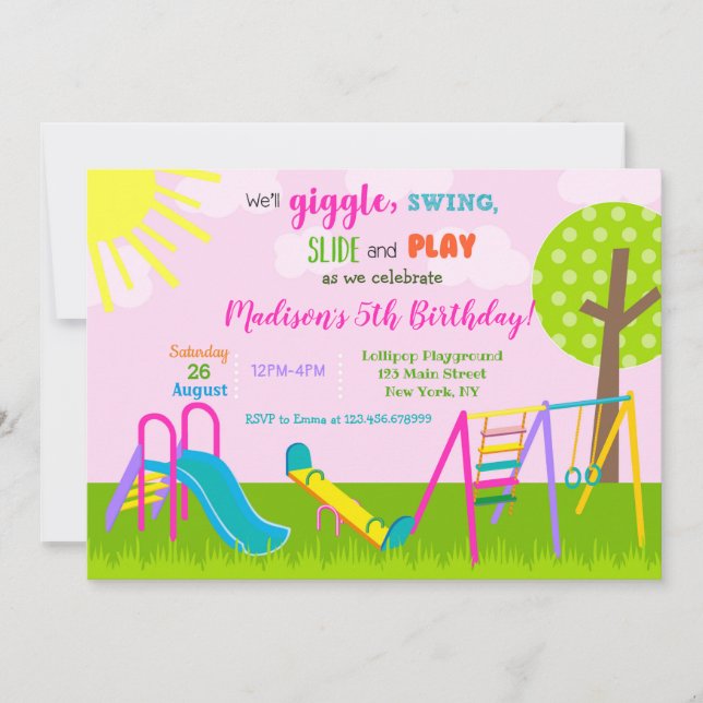 Playground Park Birthday Invitations (Front)
