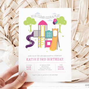 Playground Park Girl Birthday Invitation