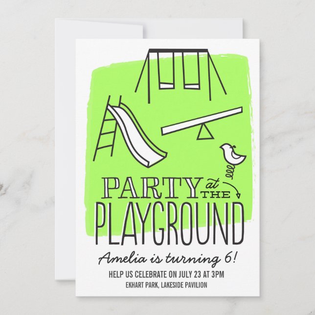 Playground Party Invite - Lime (Front)