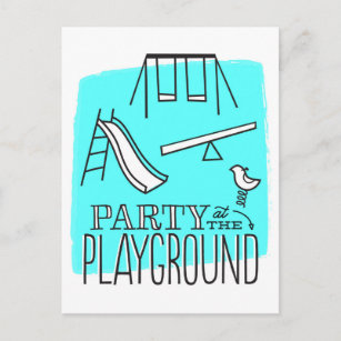 Playground Party Postcard Invite - Aqua