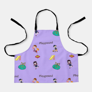Playground pattern on purple apron