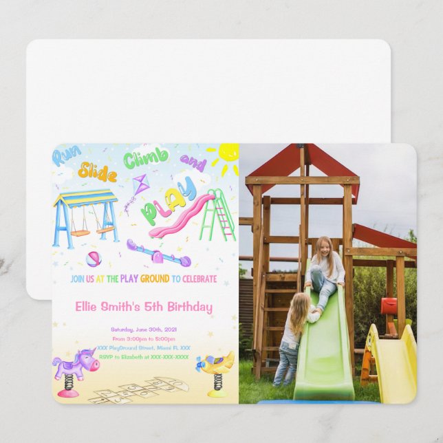 Playground Photo Invitation (Front/Back)
