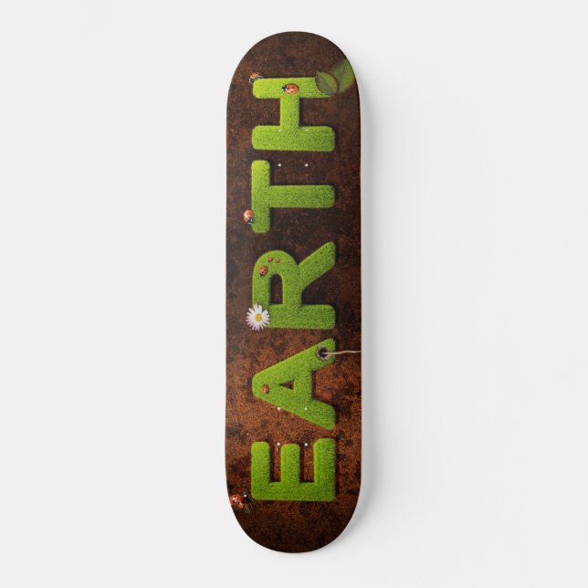 Playground Skateboarder Green Earth Ladybird Grass Skateboard (Front)