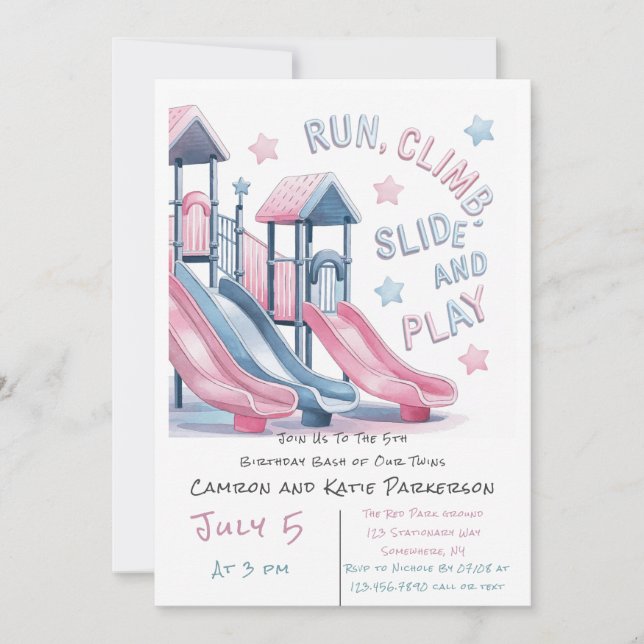 Playground Slide Super Fun Birthday Bash Welcome  Invitation (Front)