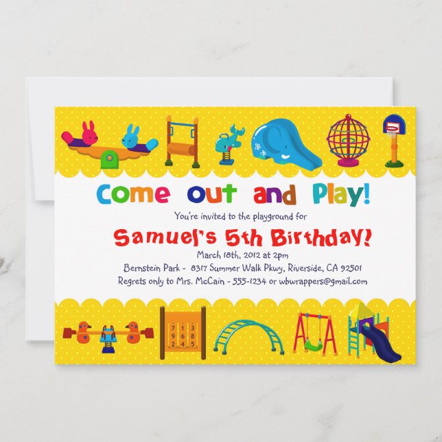 PLAYGROUND Themed - Birthday Party Invitations (Front)