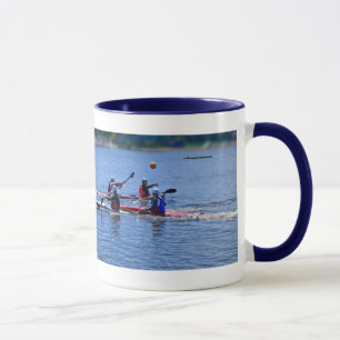 playing a water game, mug