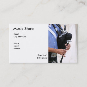 playing bagpipe, Music Store, Street, City, Sta... Business Card