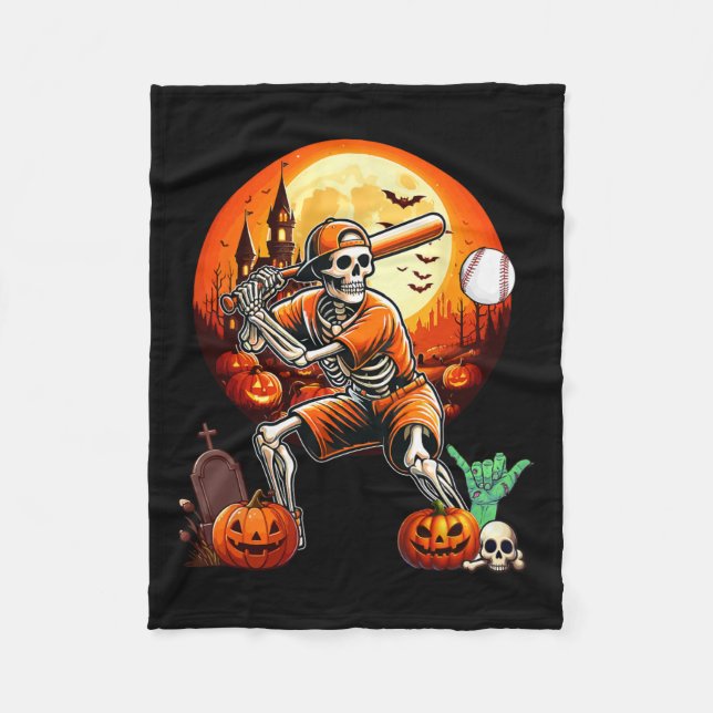Playing Baseball Halloween Player Trainer Fan Love Fleece Blanket (Front)